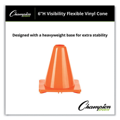 Hi-visibility Vinyl Cones, 6" Tall, Orange