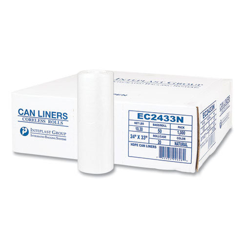 High-density Commercial Can Liners, 16 Gal, 5 Mic, 24" X 33", Natural, 50 Bags/roll, 20 Perforated Rolls/carton