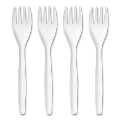 Mediumweight Plastic Cutlery, Fork, White, 300/pack