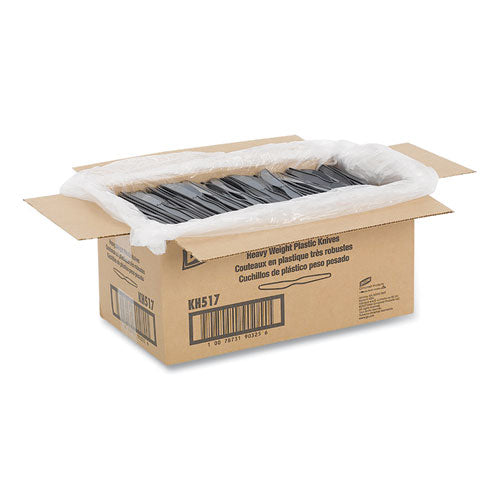 Plastic Cutlery, Heavyweight Knives, Black, 1,000/carton