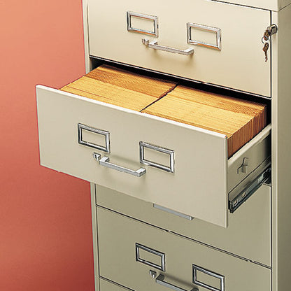 Six-drawer Multimedia/card File Cabinet, Putty, 21.25" X 28.5" X 52"