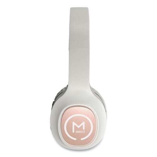 Tremors Stereo Wireless Headphones With Microphone, 3 Ft Cord, White/rose Gold