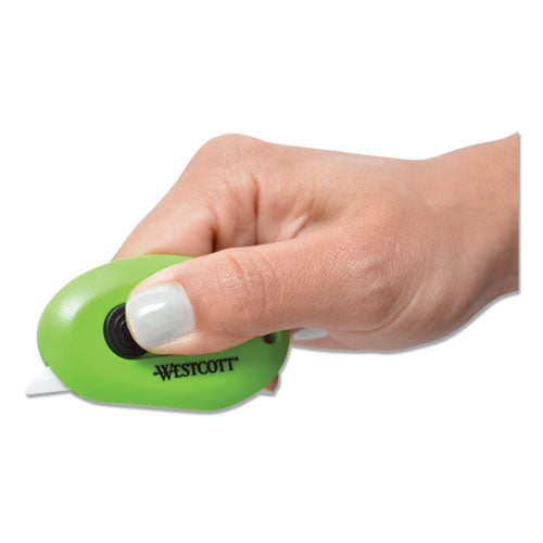 Compact Safety Ceramic Blade Box Cutter, Retractable Blade, 0.5" Blade, 2.5" Plastic Handle, Green