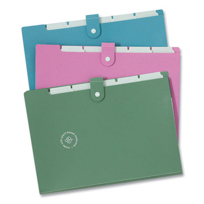 U-eco Six-pocket Expandable Folder, 4.5" Expansion, 6 Sections, Snap Button Closure, 1/6-cut Tabs, Letter Size, 3/pack