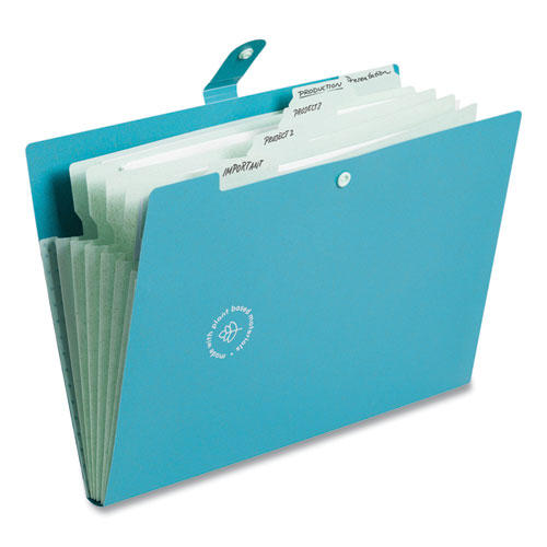 U-eco Six-pocket Expandable Folder, 4.5" Expansion, 6 Sections, Snap Button Closure, 1/6-cut Tabs, Letter Size, 3/pack