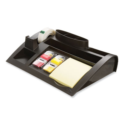 Notes Dispenser With Weighted Base, 9 Compartments, Plastic, 10.25 X 6.75 X 2.75, Black