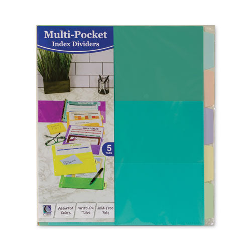 Index Dividers With Multi-pockets, 5-tab, 11.5 X 10, Assorted, 1 Set