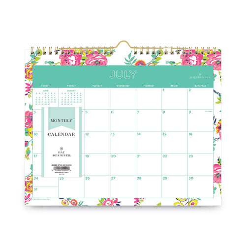 Day Designer Peyton Academic Wall Calendar, Floral Artwork, 11 X 8.75, White Sheets, 12-month (july To June): 2023 To 2024