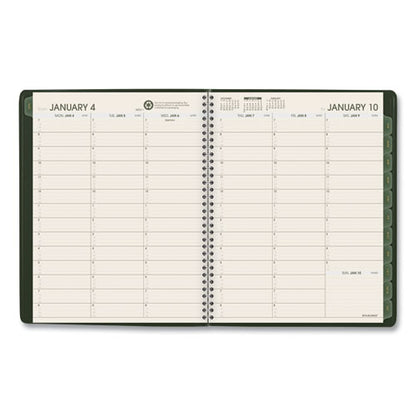 Recycled Weekly Vertical-column Format Appointment Book, 11 X 8.25, Green Cover, 12-month (jan To Dec): 2024