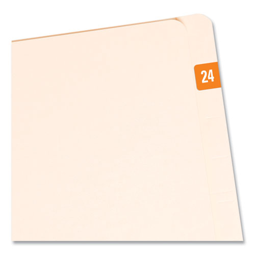 Yearly End Tab File Folder Labels, 24, 0.5 X 1, Orange, 25/sheet, 10 Sheets/pack