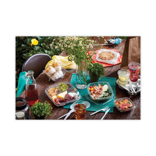 Earthchoice Square Recycled Bowl Flat Lid, 7.38 X 7.38 X 0.26, Clear, Plastic, 300/carton