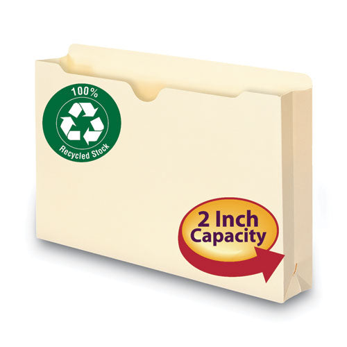 100% Recycled Top Tab File Jackets, Straight Tab, Legal Size, Manila, 50/box