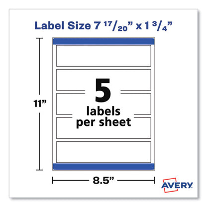 Rectangle Labels, Inkjet/laser Printers, 7.85 X 1.75, Textured White, 5/sheet, 10 Sheets/pack