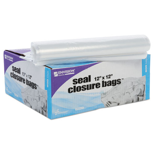 Seal Closure Bags, 2 Mil, 12" X 12", Clear, 500/carton