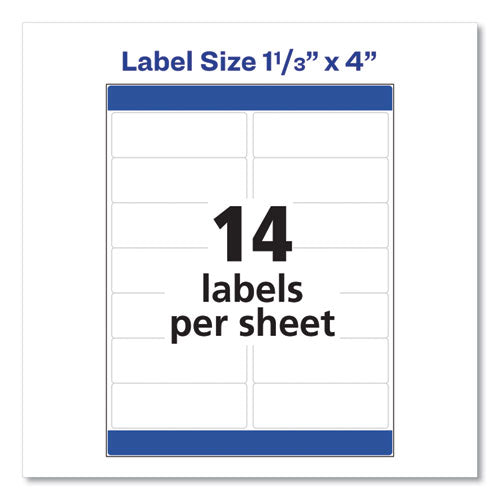 Easy Peel White Address Labels W/ Sure Feed Technology, Laser Printers, 1.33 X 4, White, 14/sheet, 100 Sheets/box