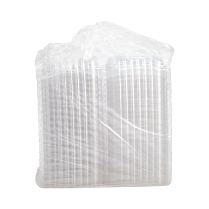 Clearseal Hinged-lid Plastic Containers, 9.3 X 8.8 X 3, Clear, Plastic, 100/bag, 2 Bags/carton
