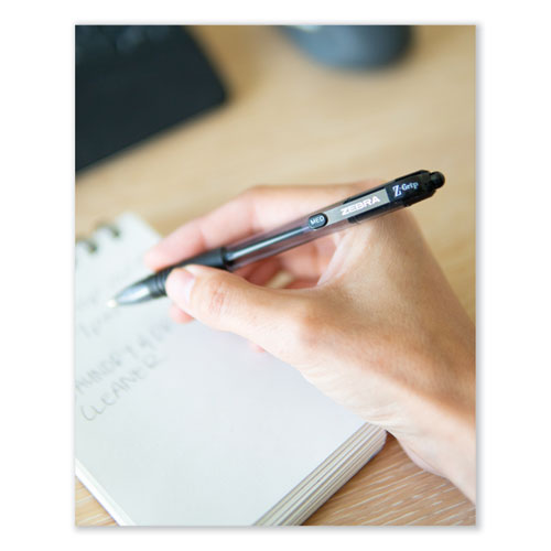 Z-grip Ballpoint Pen, Retractable, Medium 1 Mm, Black Ink, Clear/black Barrel, 12/pack
