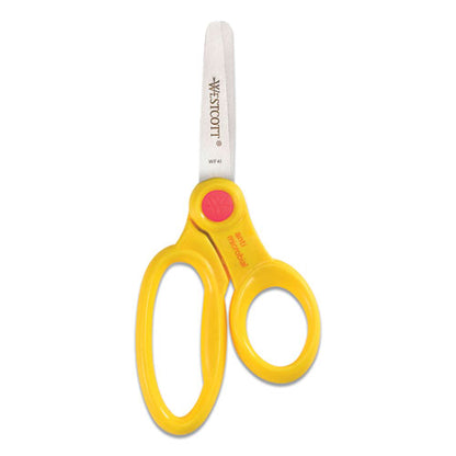 Kids' Scissors With Antimicrobial Protection, Rounded Tip, 5" Long, 2" Cut Length, Assorted Straight Handles, 12/pack
