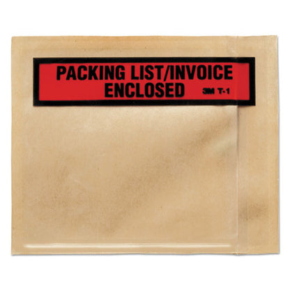 Top Print Self-adhesive Packing List Envelope, Top-print Front: Packing List/invoice Enclosed, 4.5 X 5.5, Clear, 1,000/box