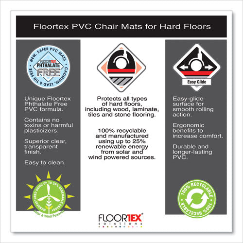 Cleartex Advantagemat Phthalate Free Pvc Chair Mat For Hard Floors, 53 X 45, Clear