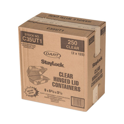 Staylock Clear Hinged Lid Containers, 5.4 X 9 X 3.5, Clear, Plastic, 250/carton