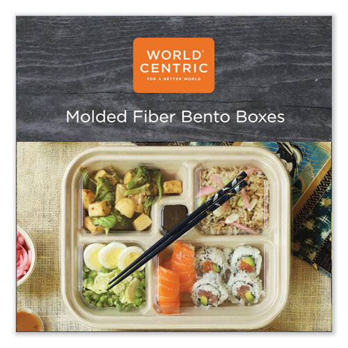 Fiber Containers, Bento Box, 5-compartment, 12 X 9.5 X 2, Natural, Paper, 300/carton