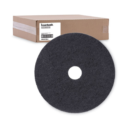 Stripping Floor Pads, 19" Diameter, Black, 5/carton