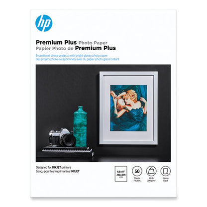 Premium Plus Photo Paper, 11.5 Mil, 8.5 X 11, Glossy White, 50/pack