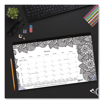 Monthly Desk Pad Calendar, Doodleplan Coloring Pages, 17.75 X 10.88, Black Binding, Clear Corners, 12-month (jan-dec): 2024