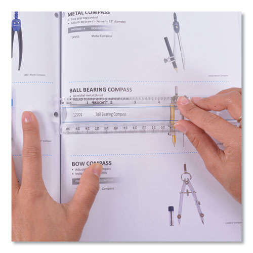 12" Magnifying Ruler, Standard/metric, Plastic, Clear