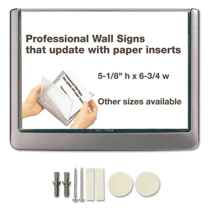 Click Sign Holder For Interior Walls, 6.75 X 0.63 X 5.13, Gray