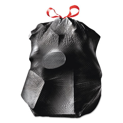Forceflexplus Drawstring Large Trash Bags, 30 Gal, 1.05 Mil, 30" X 32", Black, 70/box
