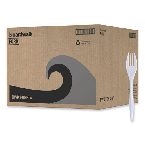 Mediumweight Wrapped Polypropylene Cutlery, Fork, White, 1000/carton