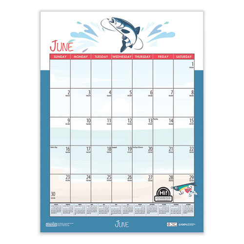 Recycled Seasonal Wall Calendar, Illustrated Seasons Artwork, 12 X 16.5, 12-month (july To June): 2023 To 2024