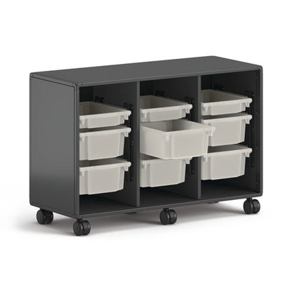 Class-ifi Tote Storage Cabinet, Three-wide, 46.63" X 18.75" X 31.38", Charcoal Gray