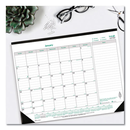 Ecologix Monthly Desk Pad Calendar, 22 X 17, White/green Sheets, Black Binding/corners, 12-month (jan To Dec): 2024