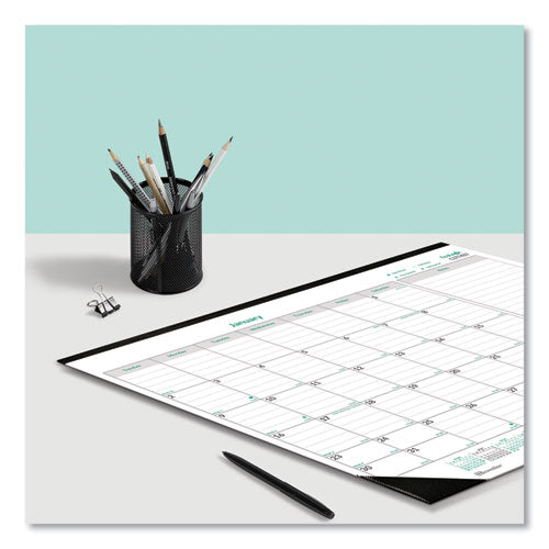 Ecologix Monthly Desk Pad Calendar, 22 X 17, White/green Sheets, Black Binding/corners, 12-month (jan To Dec): 2024