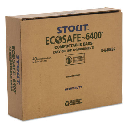 Ecosafe-6400 Bags, 48 Gal, 0.85 Mil, 42" X 48", Green, 40/box