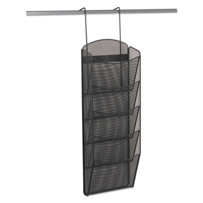 Onyx Mesh Literature Rack, Five Compartments, 10.25w X 3.5d X 28.33h, Black