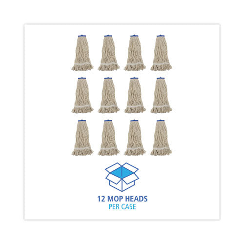 Mop Head, Lie-flat Head, Cotton Fiber, 24 Oz, White, 12/carton