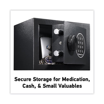 Electronic Security Safe, 0.14 Cu Ft, 9w X 6.6d X 6.6h, Black