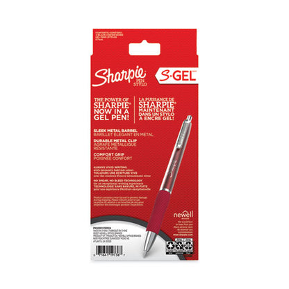 S-gel Premium Metal Barrel Gel Pen, Retractable, Medium 0.7 Mm, Black Ink, Red Barrel, 4/pack