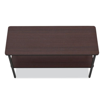 Officeworks One-shelf Utility Table, Rectangular, 47.25" X 17.7" X 29.5", Walnut Top, Black Base/legs