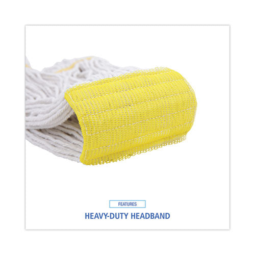 Super Loop Wet Mop Head, Cotton/synthetic Fiber, 5" Headband, Small Size, White, 12/carton