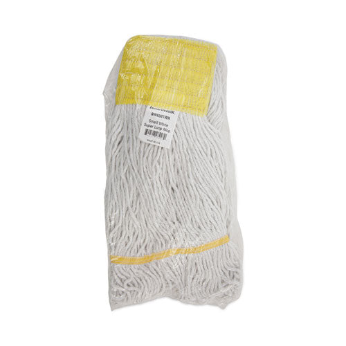 Super Loop Wet Mop Head, Cotton/synthetic Fiber, 5" Headband, Small Size, White, 12/carton