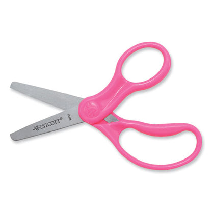 For Kids Scissors, Blunt Tip, 5" Long, 1.75" Cut Length, Assorted Straight Handles, 12/pack