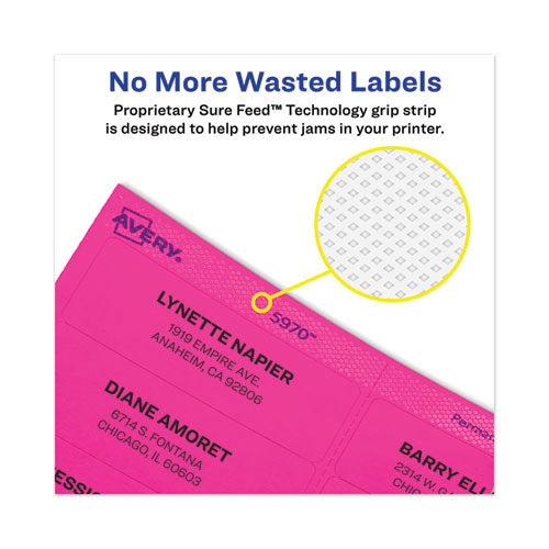 High-vis Removable Laser/inkjet Id Labels W/ Sure Feed, 3.33 X 4, Neon, 72/pk