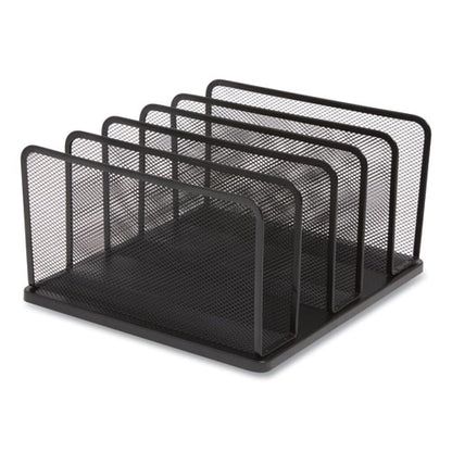 Wire Mesh Vertical Document Sorter, 5 Sections, Letter-size, 11.57 X 12.83 X 6.69, Matte Black