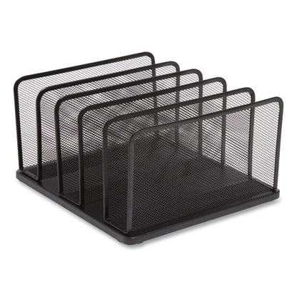 Wire Mesh Vertical Document Sorter, 5 Sections, Letter-size, 11.57 X 12.83 X 6.69, Matte Black