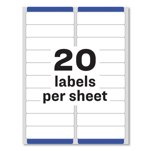 Easy Peel White Address Labels W/ Sure Feed Technology, Inkjet Printers, 1 X 4, White, 20/sheet, 100 Sheets/box